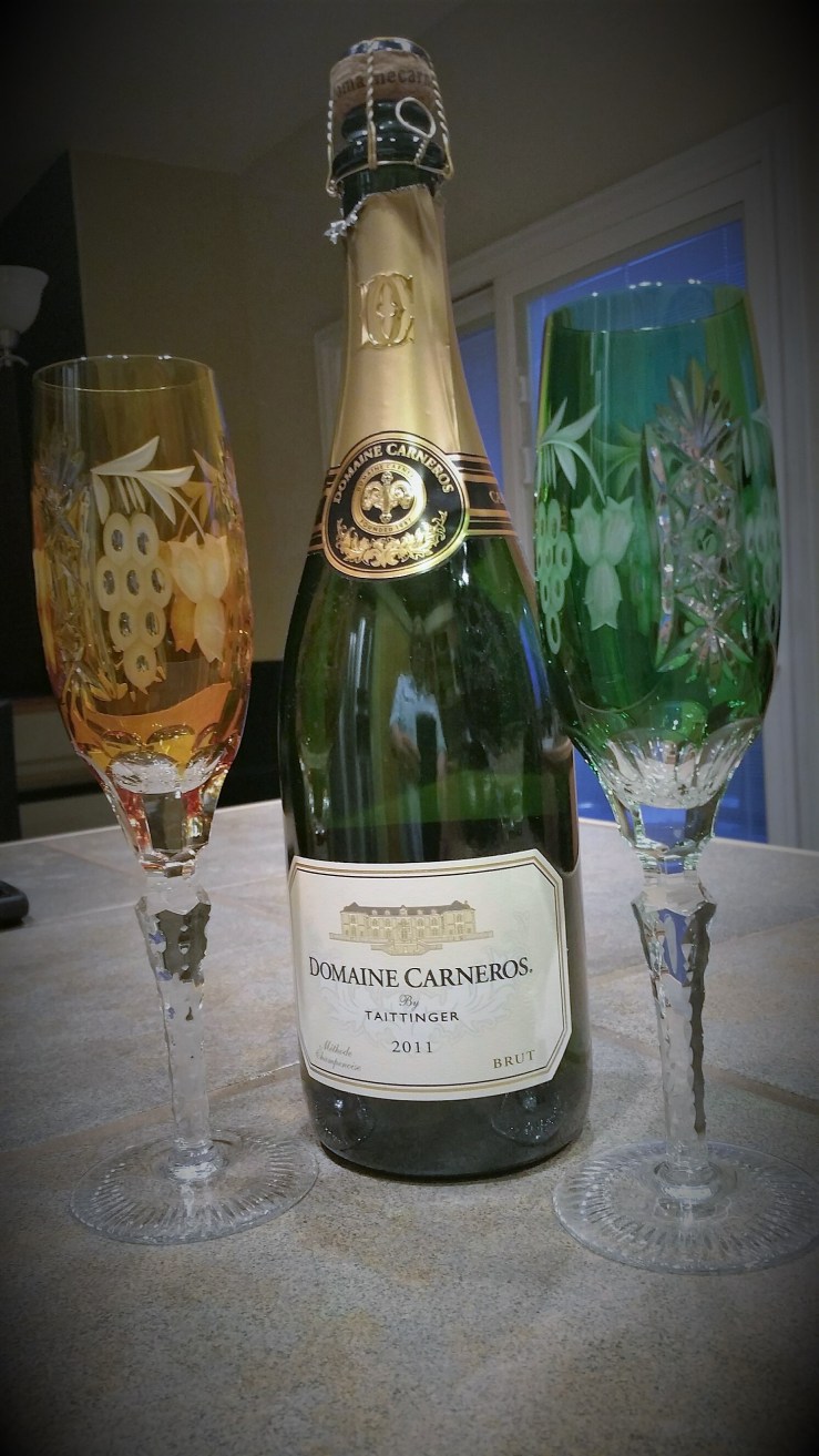 A vignette of sparkling wine. Domaine Carneros is the domestic Taittinger from the Carneros Valley of California.